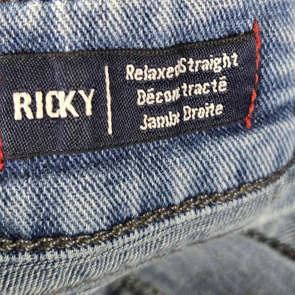 True Religion Men Jeans 33 Light Blue Denim Relaxed Straight Ricky Grunge READ